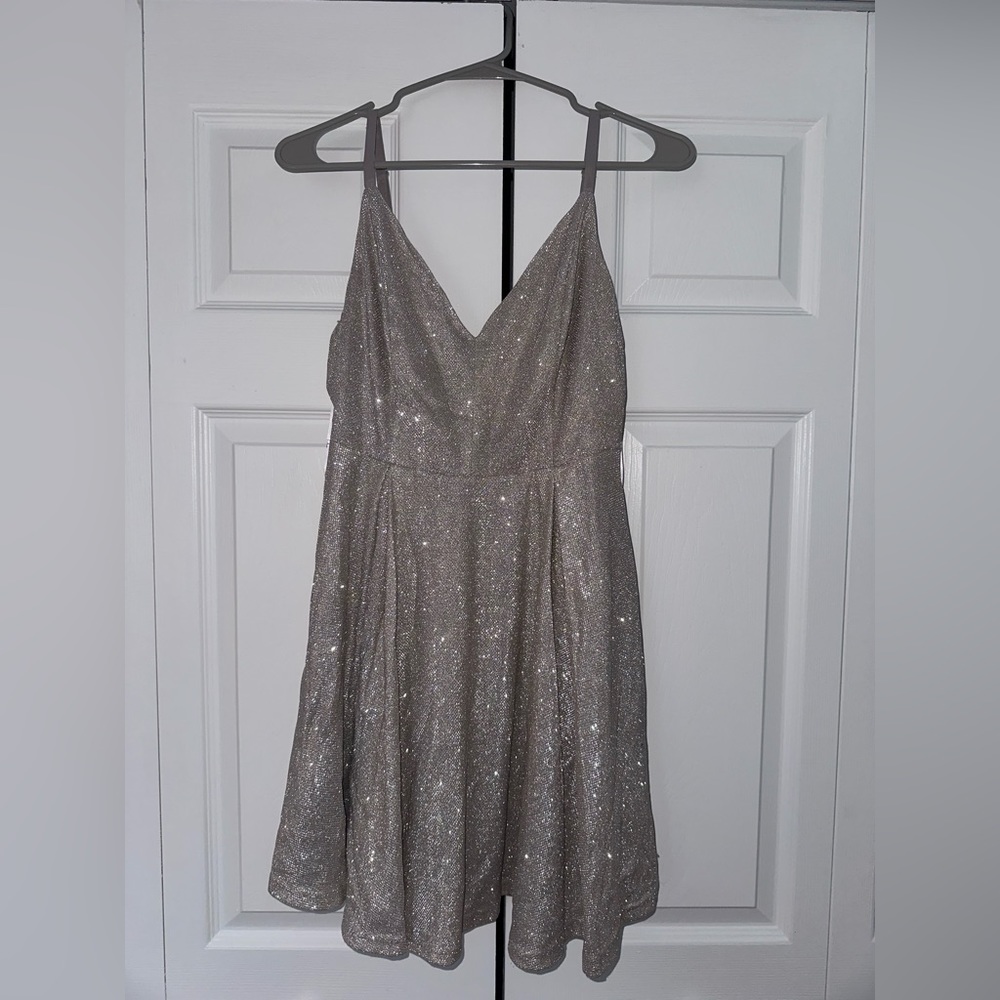 Lulus Silver Skater Dress NWT Size Medium